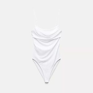 Zara White Skinny Strap Bodysuit